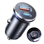 LISEN Cigarette Lighter USB Charger 69W [All Metal&Smallest] Car Phone Charger Adapter Car Charger Fast Charge USB C 12V USB Socket for iPhone 17 16 Pro Max Samsung Galaxy S25 iPad Pro