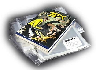 MC DAISON 100 pezzi Busta bustina copertina richiudibile 20 x 27 +3 cm per la collezione storica di fumetti di Repubblica di misura 18 x 26 cm come Tex,Dylan Dog, Zagor, etc…