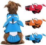 DENTRUN Dog Life Jacket with Quick-Release & Rescue Handle, Adjustable Puppy Life Vest Swimsuit with High Flotation for Boating/Beach/Swimming, Dog Life Preserver with Reflective Strips (S/M/L Dogs)