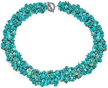 Stabilized Turquoise Gemstone Chunky Cluster Bib Chips Statement Multi Strand Statement Necklaces Silver Plated Clasp