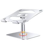 Lucrave Laptop Stand, Telescopic 360 Rotating Height Adjustable Ergonomic Aluminum Computer Stand Holder for Desk, Compatible with MacBook Air Pro, Dell, HP, Samsung, More Laptops 10-17.3" Silver