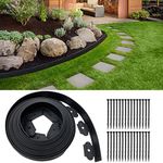 Garden Edging 33FT, 2in Tall No Dig Landscape Edging Kit Lawn Edging Plastic Garden Ege Roll with 30 Stakes for Paver Edging, Flower Beds, Lawn, Grass, Yard, Black