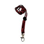 Tough Paracord Neck Lanyard for Dog Whistles & Clickers, ID, Keys, Braided Knot (Red/Black)