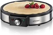 Cloer 6630 Crepe Maker for Sweet or Savoury Crepes with Diameter 30 cm, 1200 W, Non-Stick Coating, Includes Wooden Dough Spreader and Spatula, Black