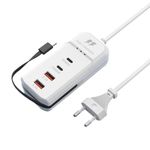 Kriq 66W USB Hub Charging Station 2 USB 2 PD Ports Safe Fast Charger with Type-C Cable Multi-Device USB C Charging Hub Durables USB Fast Charging Desktop Charger for Phone Tablet for Home.