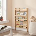 Little Helper Secure Mount Childrens Book Shelf | Mounted Wall Bookcase | Nursery Room Bookshelf | Natural Wood Finish