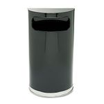 Rubbermaid Commercial SO820BPL European & Metallic Series Receptacle, Half-Round, 9gal, Black/Chrome