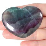 MAIBAOTA 45 mm Fluorite Crystal Heart Stone Natural Healing Crystals Gemstone Big Heart Shaped Rocks Polished Love Stone Witch Reiki Palm Crystal Stone