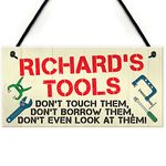 RED OCEAN Personalised Tools Rules Man Cave Garage Shed Sign Hanging Plaque Garden Funny Gift