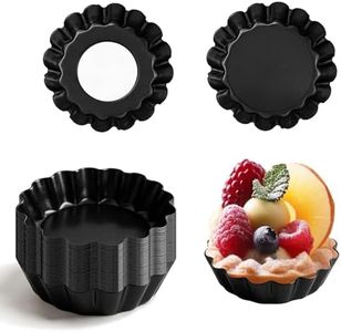 ENIPEDITA 35 Pcs Mini Tart Pans with Removable Bottom Small Bakeware Mold Fluted Side 3 Inch Egg Tart Molds Round Nonstick Quiche Pan for Dessert Baking Pie Mousse Cake(Black Gray)