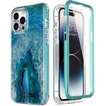 Esdot for iPhone 14 Pro Max Case with Built-in Screen Protector,Military Grade Rugged Cover with Fashionable Designs for Women Girls,Protective Phone Case 6.7" Agate Stone