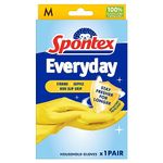 Spontex Everyday Rubber Gloves, One Pair of Gloves, Yellow, M (Packing May Vary)