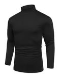 COOFANDY Turtleneck Men Roll Neck Casual Knitted Jumpers for Men Long Sleeve Top Men Mock Neck Tee Undershirt Black XXL