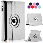 Vultic Rotating Case for iPad Pro 12.9 inch [1st/2nd Gen 2015/2017], 360 Degree Stand [Auto Sleep/Wake] Flip Leather Smart Cover (Silver)