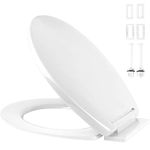 Ram® White Soft Close Toilet Seat with Quick Release for Easy Clean Loo Toilet Seat with Adjustable Hinges Standard O Shape Toilet Seat