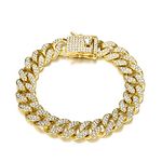 FEEL STYLE Iced Out Cuban Bracelet 8.5 inch Bling Zirconia Cuban Miami Link Bangle Jewelry for Men Women Hip Hop Bracelets Jewelry