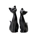 2Pcs Black Cat Statue, Home Decor Mini Cat Figurines, Room Decor Matt Ceramic Small Cat Figurine, Give Cat Figurines for Cat Lovers,Ideal for Interior Decoration Or Couples, Wedding Gifts