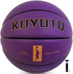 KUYOTQ Size 5 Purple Basketball Kids Youth Street Basketball Outdoor Size 5 Junior Basketball 27.5" Soft Leather Basketball Deep Channel Wear Resistant Basketball Gifts for Boys and Girls (with Pump)