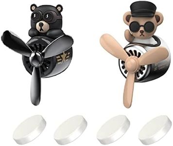 2 Pack Car Air Freshener, Cute Bear Pilot Car Diffuser, Rotating Propeller Air Outlet Vent Fresheners Aromatherapy Ornament, Automotive Air Fresheners Car Accessories