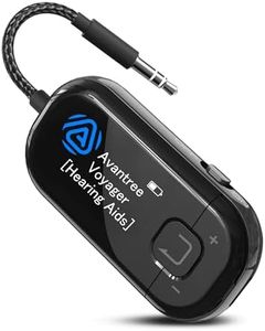 Avantree Voyager HA – Premium OLED Display Auracast Transmitter for Auracast-Enabled Hearing Aids with Volume Control, Bluetooth 5.4, Qualcomm Chip, Firmware Upgradeable, AUX for Airplane, PC, Gym