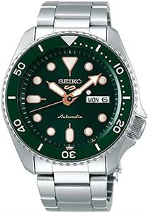 Seiko Mens Automatic 5 Sports Green Dial Stainless Steel Bracelet Watch