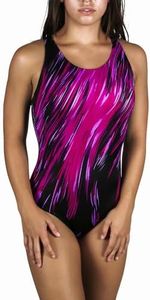 Adoretex Women's Sunfire Fit Back One Piece Bathing Suits Thick Strap Swimsuit with Removeable Soft Cups - FS006 - Purple - X-Large