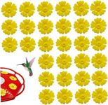 30Pcs Yellow Hummingbird Feeder Parts Polygonal Garden Hummingbird Feeder Replacement Flowers Plastic Waterproof Bee Guards Wild Bird Feeders for Outdoor Hummingbird Feeders, Wild Bird Feeders (3cm)