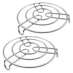 Kuber Industries Iron Stand | Stainless Steel Trivet |Round Steamer Rack for Kitchen | Heat Resistant Hot Plate Dishes Holder | Cooker Donga Stand | Pack of 2 | Silver