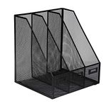 OSCO Black Wiremesh 3 Section Magazine Rack | Folder Storage | File Organiser | Desk Tidy | Document Holder | H30.5 x W28 x D25 cm |