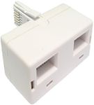 World of Data - 2 Way BT Telephone Socket Splitter - Twin - 2 (Sockets) into 1 (Plug) - White - Phone - Fax - Modem - Answer Machine