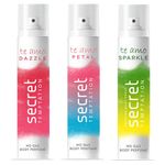 Secret Temptation Te Amo Dazzle, Petal, and Sparkle No Gas Body Spray for Women, Pack of 3 (120ml each)|Irresistible Fragrances with Long-Lasting Scent|Deodorant Combo Pack