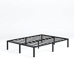 Zinus Yelena Double Bed frame - Bed 135x190 cm - 36 cm Height with Underbed storage - Metal Platform Bed frame with Steel slat support - Black