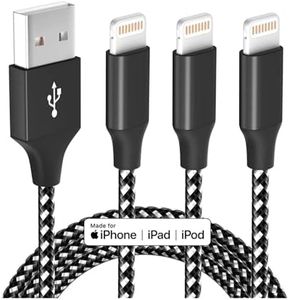 iPhone Charger Fast Charging Cord 3 Pack 10 FT Apple MFi Certified Lightning Cable Nylon Braided iPhone Charger Cord Compatible with iPhone 13 12 11 Pro Max XR XS X 8 7 6 Plus SE iPad and More