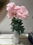 HOMEXO Peony Decorative Artificial Fake Faux Flower Plants Silk Arrangements Wedding Bouquets Decoration Home Kitchen Garden Party Table Floral centerpieces DIY (Pink)