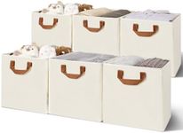 GRANNY SAYS 12x12 Storage Cubes, Cube Storage Bins with Metal Frame, Foldable Cube Storage Organizer, Closet Storage Baskets, Storage Cube Bins, Storage Bins for Shelves, Ivory, 6 Pack