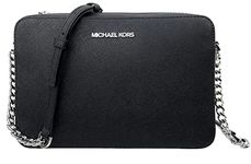 Michael Kors Women's Jet Set Item Crossbody Bag in Black with Silver hardware, Signature Black, (49S2CRHS1B)