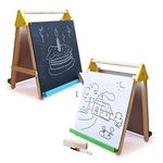 Shumee Wooden 3-in-1 Double Sided Table Top Easel(2 Years+) - Black Board, White Board, 25 Big White Sheets to Write, Draw & Paint