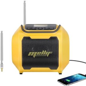 Mellif Cordless Emergency Weather Radio Speaker for Dewalt 20V Max Battery,AM/FM Weather Alert Bluetooth Radio with Cellphone USB Port,Battery Powered,SOS Emergency Alert(Tool Only No Battery)