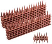 Bird Spikes, 12 Pack Bird Deterrent Spikes for Roofs, Windows and Fence, Plastic Pigeon Spikes for Outside to Keep Pigeons,Crows,Seagulls and Small Birds Away, Cover 4 m (Brick-red)