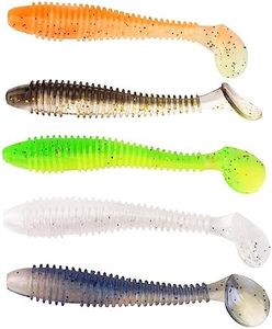 Fayvosiue Esche da pesca morbide, 100 pezzi/50 pezzi, in plastica morbida, con scatola per la pesca di trote, scorfano, acqua salata, acqua dolce, 10 colori/5 colori (75 pezzi/65 mm/2,2 g)