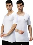 Lux Cozi Men's Pack of 2 White Half Sleeves Cotton Vest (Size : 85cm)