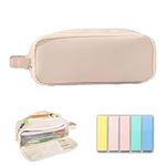 Tyrzol Big Capacity Pencil Cases with Sticky Note Aesthetic Large Storage Pen Pouch Bag with Zippers and Handle Aesthetic Pencil Case Cute Pencil Case for Office School Teen Girl Boy Men Women