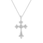 Amazon Collection Sterling Silver Diamond Cross Pendant Necklace (1/20 cttw), 18"