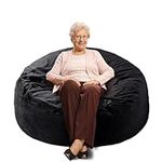 WhatsBedding Bean Bag Chairs for Adults - Medium Furniture Bag with Adjustable Foam Filling, Stuffed Bean Bag Sofa with Dutch Velvet Cover, Big Bean Furniture with Soft Fabric - 3 Foot, Black