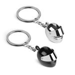 ONEBOOM 2 PCS Motorbike Keyring Helmet Keychain, 3D Mini Helmet Keyrings for Men, Personalised Motorbike Silver Metal Helmet Cool Keyrings Pendant