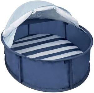 Babymoov Babyni Aire de Jeux Anti-UV FPS 50+, 2en1 Aire de Jeux & Lit d'Appoint, Moustiquaire & Auvent Intégrés, Utilisation Extérieure & Intérieure, Simple à Installer, Marinière