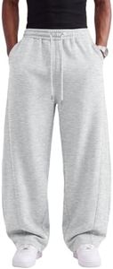 EFAN Mens Wide Leg Sweatpants Fleece Lined Baggy Pants LightGray M