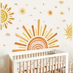 decalmile Boho Sun Wall Decals Half Sun Watercolor Rainbow Wall Stickers Baby Nursery Girls Bedroom Living Room Wall Decor