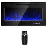 COSTWAY 40-Inch Electric Fireplace, 750W/1500W Wall Recessed and Mounted Fireplace Insert with Remote Control, 9 Flame Colors, 5 Brightness Settings, 8 H Timer, Fireplace Heater for Indoor Use