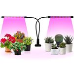 iPower 10W Dual Head LED Grow Light with Auto ON/Off 3 9 12H Timing Red Blue Spectrum Adjustable Gooseneck Lamp 11 Dimmable Levels for Indoor Plant, Black